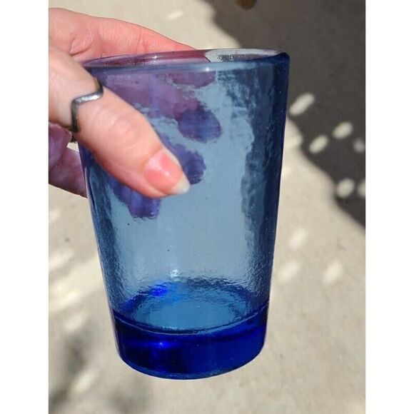Fire and Light Cobalt BLUE Recycled Glass Tumbler 12oz. Art Glass EUC *Flaw Read - Picture 5 of 16
